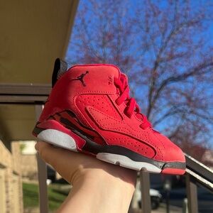 8c Jordan MVP Raging Bulls Red and Black and white Toddler Velcro Sneakers